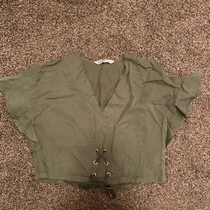 Green Crop Top Zara